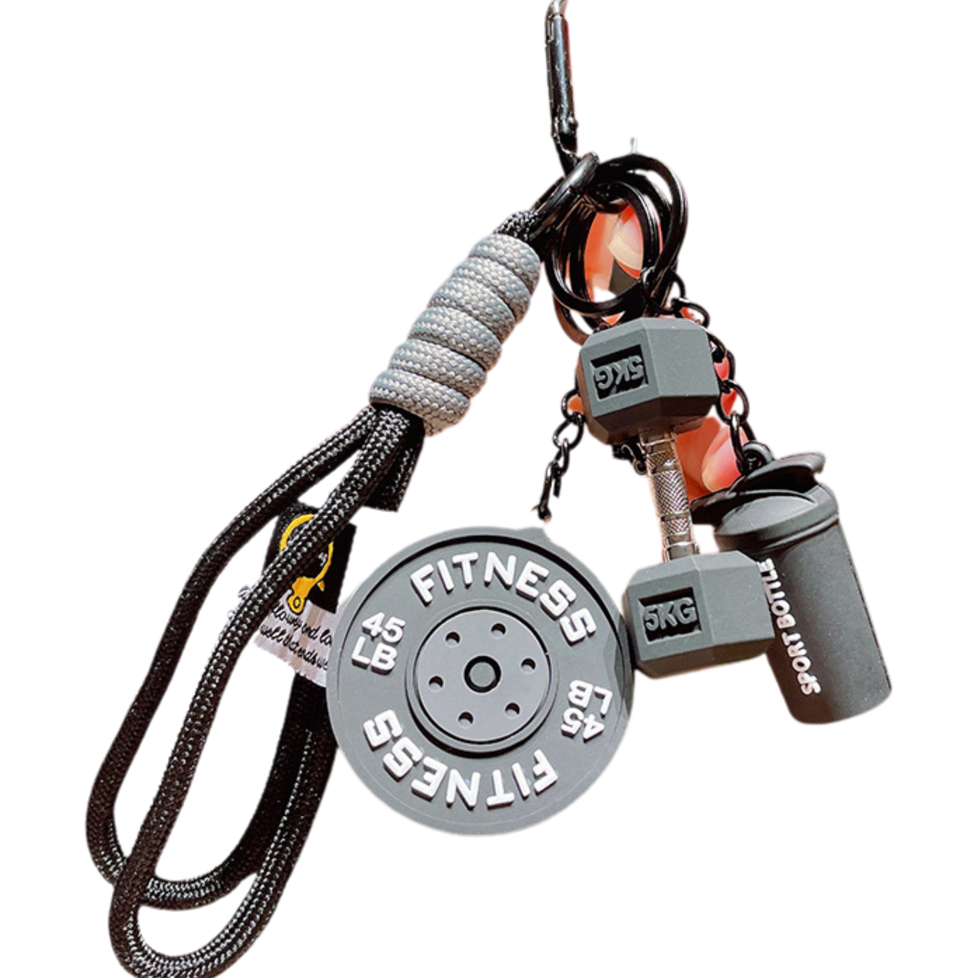 Fitness Gym Keychain – Mini Dumbbell & Sport Bottle Charm (Silicone Key Holder)