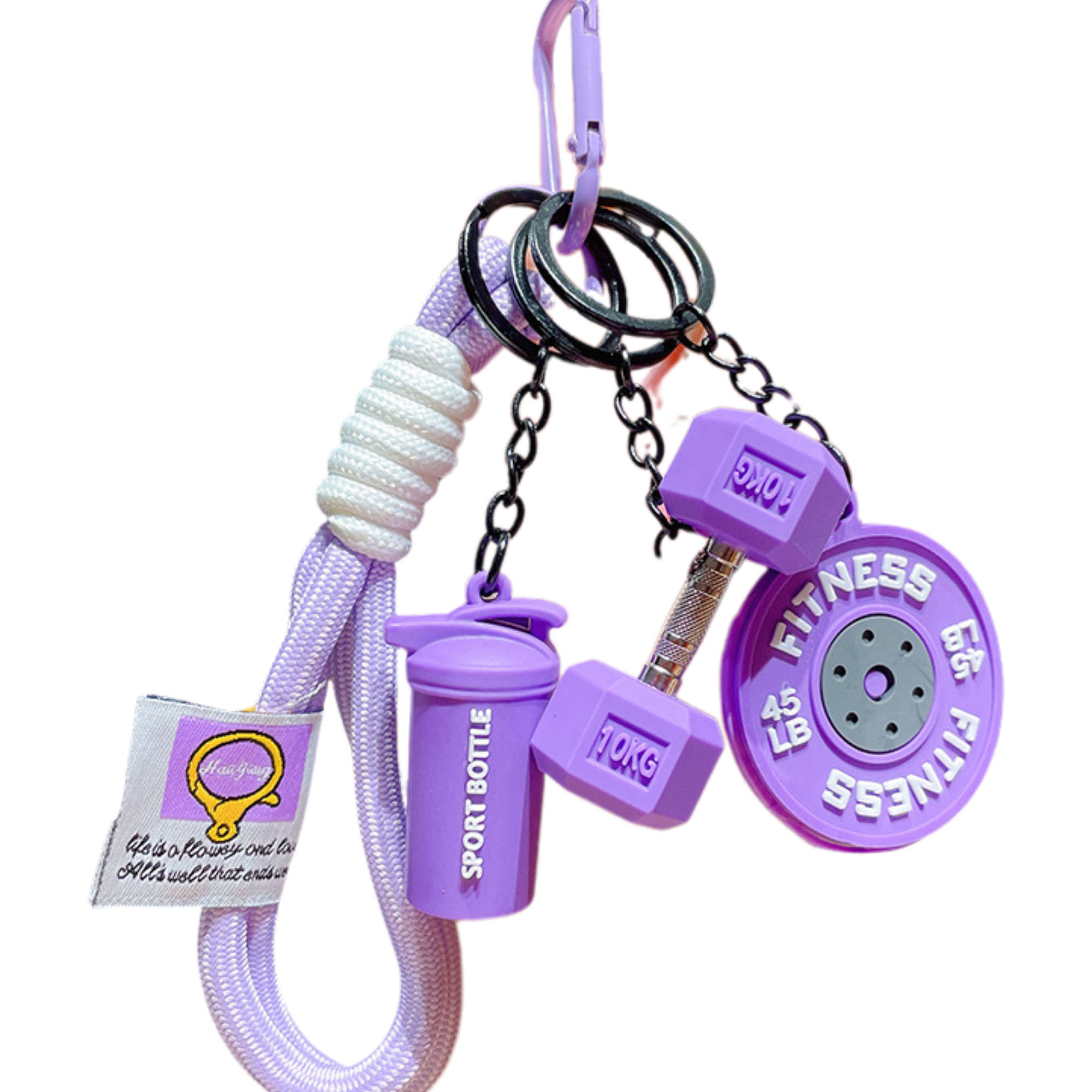 Fitness Gym Keychain – Mini Dumbbell & Sport Bottle Charm (Silicone Key Holder)