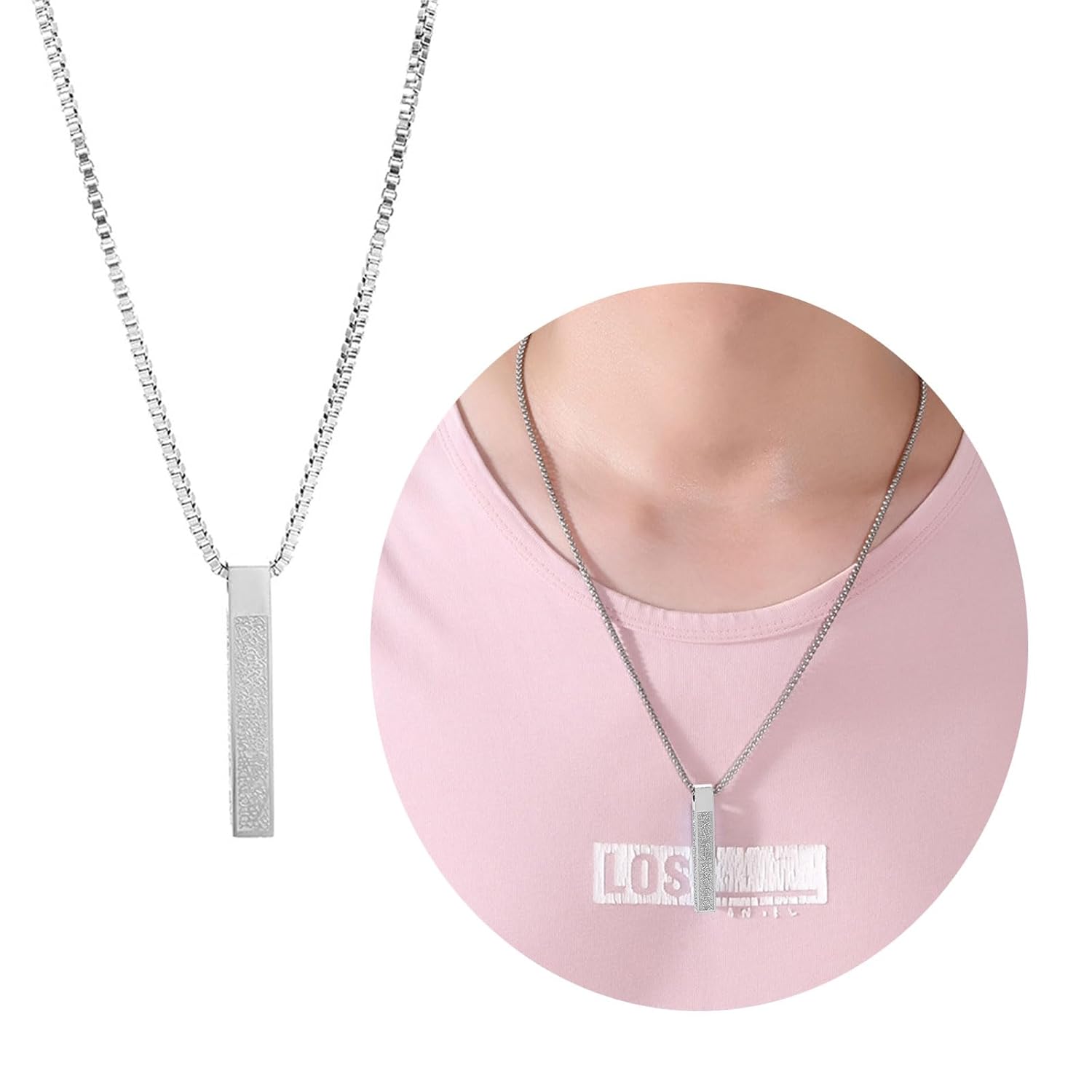 Minimalist Bar Necklace for Men & Women | Engraved Pendant Chain
