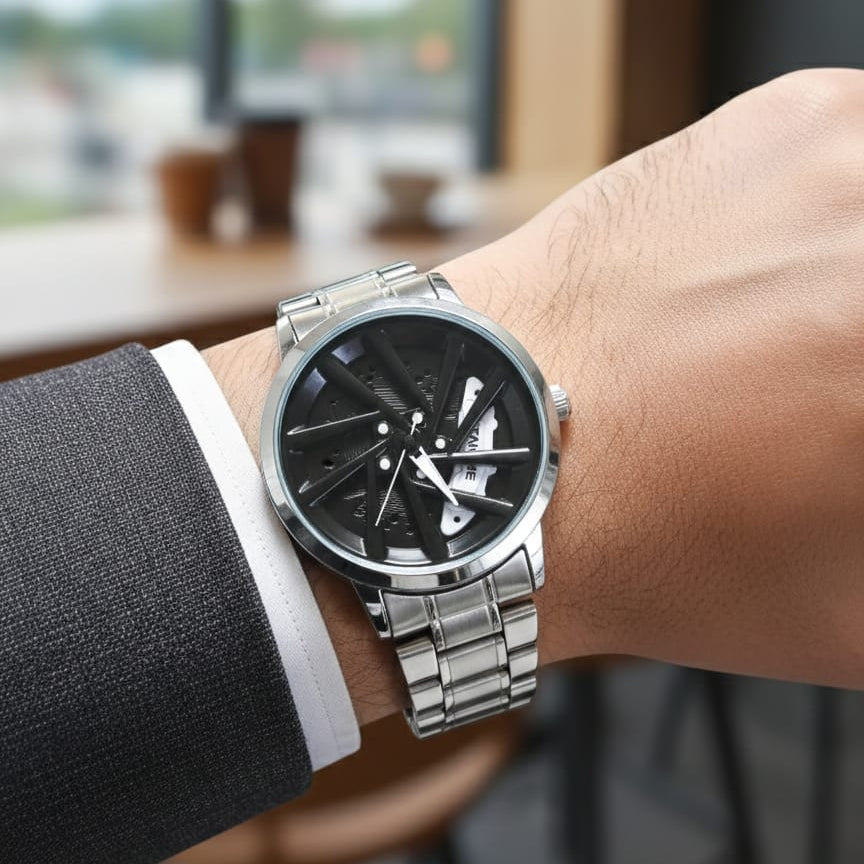 Luxury Skeleton Design Men’s Watch – Stainless Steel Strap